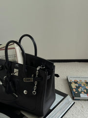 Birkin 25 Rock Sellier in Noir Swift Leather (Palladium Hardware)