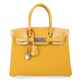 Birkin Touch 30 Bag Jaune Ambre Crocodile / Togo Limited Edition