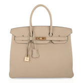 Birkin 35 HSS Bi-Color Bag Trench / Rose Jaipur Brushed Gold Hardware