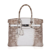 Birkin 30 Bag Himalaya Blanc Crocodile Palladium Hardware
