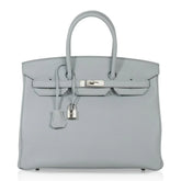 Birkin 35 Bag Blue Bleu Pale Togo Palladium Hardware