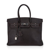 Birkin 35 Bag Cocoan Brown Chevre Leather with Palladium Hardware