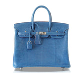 Birkin 25 Bag Mykonos Very Rare Lizard Palladium Hardware