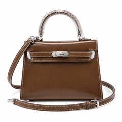 Kelly Sellier 19cm & 22cm & 25cm Ebene Box Calf Leather Gold Hardware & Palladium Hardware Women Handbag