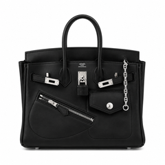 Birkin 25 Rock Sellier in Noir Swift Leather (Palladium Hardware)
