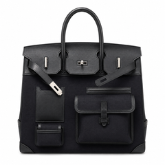 Birkin Cargo 40 Total Black Canvas and Leather Multi-Pocket Bag
