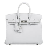 Birkin 25 Bag HSS White Clemence Trench Interior Brushed Palladium Hardware