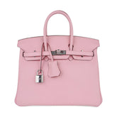 Birkin 25 Bag Rose Sakura Palladium Hardware Rare