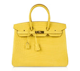 Birkin 35 Bag Matte Alligator Mimosa Gold Hardware Crazy Fabulous