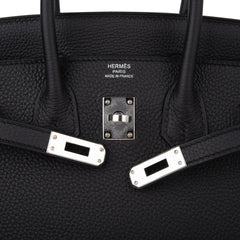 Birkin 25 Bag Black Palladium Hardware Togo Leather
