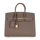 Birkin Sellier 25 Etoupe Gold Hardware Epsom Leather New w/Box