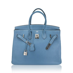 Birkin 35 Bag Blue Jean Togo Leather with Palladium Hardware