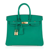 Birkin 25 Bag Vert Vertigo Swift Gold Hardware