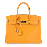 Birkin 35 Bag Yellow Jaune D’Or Candy Limited Edition Epsom Permabrass
