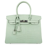 Birkin 30 Bag Vert D’eau Matte Alligator Palladium Hardware