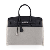 Birkin Fray Fray 35 Bag Black Swift Leather / Toile Limited Edition