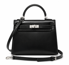 Kelly Sellier 19cm & 22cm & 25cm Noir Box Calf Leather Gold Hardware & Palladium Hardware Women Handbag