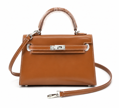 Kelly Sellier 19cm & 22cm & 25cm Gold Box Calf Leather Gold Hardware & Palladium Hardware Women Handbag