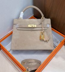 Mini Kelly Sellier 22cm Trench Suede Leather Gold Hardware Women Mini Handbag