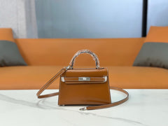 Kelly Sellier 19cm & 22cm & 25cm Gold Box Calf Leather Gold Hardware & Palladium Hardware Women Handbag