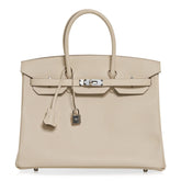 Birkin 35 Bag Craie Epsom Palladium Hardware