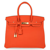 Birkin 35 Bag Feu Orange Togo Gold Hardware