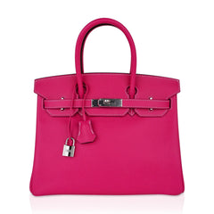 Birkin 30 Bag Rose Tyrien Candy Epsom Limited Edition Palladium