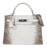 Limited Edition Kelly 32 Bag Himalaya Crocodile with Palladium Hardware