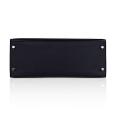 Kelly 28 Sellier Bag Black Epsom Leather with Palladium Hardware
