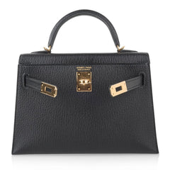 Kelly 20 Mini Kelly II Sellier Bag Black Chevre Gold Hardware Limited Edition