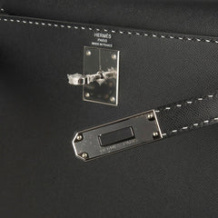 Kelly 28 Bag Black Un Point Sur Deux Veau Graine Monsieur Limited Edition