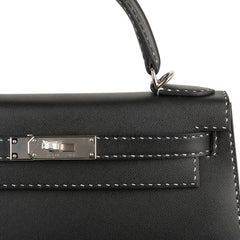 Kelly 28 Bag Black Un Point Sur Deux Veau Graine Monsieur Limited Edition