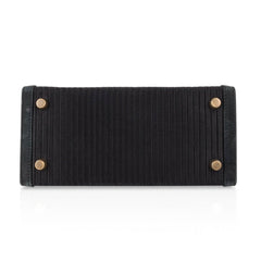 Kelly 20 Mini Vintage Bag Black Pleated Silk Suede Trim Gold Hardware