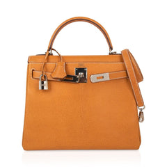 Kelly 28 Bag Gold Peau Porc Leather with Palladium Hardware