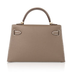 Kelly 20 Mini Sellier Bag Etoupe Limited Edition Epsom Gold Hardware
