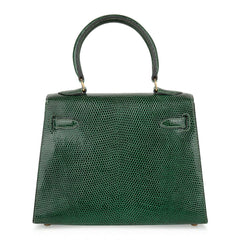 Vintage Kelly 20 Sellier Mini Vert Moyen Lizard Gold Hardware