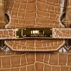 Birkin 35 Bag Ficelle Porosus Crocodile Gold Hardware