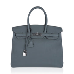 Birkin 35 Bag Vert Amande Togo Leather with Palladium Hardware