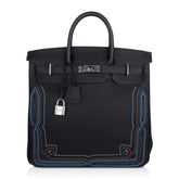 Limited Edition HAC Western Birkin 40 Bag Runway Embroidered Black Togo Leather with Palladium Hardware