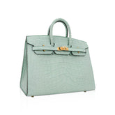Limited Edition Birkin 20 Sellier Bag Vert D’Eau Matte Alligator with Gold Hardware