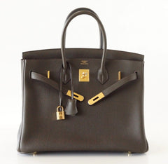 Birkin 35 Bag Vert Bronze Gold Hardware Veau Trekking Leather Very Rare