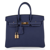 Birkin 25 Bag Blue Encre Gold Hardware Togo Leather