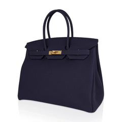 Birkin 35 Bag Blue Nuit Gold Hardware Togo Leather