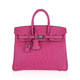Birkin 25 Bag Fuchsia Ostrich with Palladium Hardware