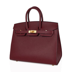 Birkin 25 Bag Sellier Rouge H Gold Hardware Veau Madame Leather