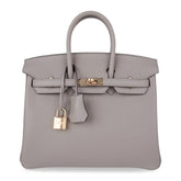 Birkin 25 Bag Gris Asphalte Novillo Leather Gold Hardware