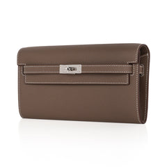 Kelly Classique To Go Wallet Etoupe Epsom Palladium Hardware New w/Box