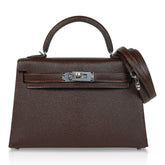Kelly 20 Bi-Color Mini Sellier Bag Havane / Etrusque Chevre Palladium