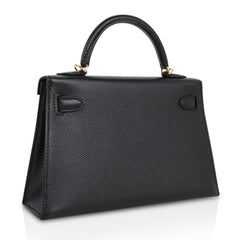 Mini Kelly 20 Sellier Bag Black Epsom Leather with Gold Hardware
