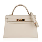 Kelly 20 Mini Sellier Bag Craie Epsom Leather Gold Hardware